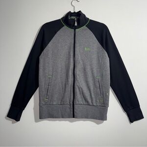 Hugo Boss Full Zip Track Jacket Gray Black Green‎ Trim Size Small
